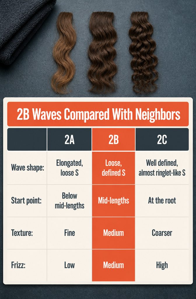 Wave chart comparing loose 2A S-waves with 2B and tighter 2C waves