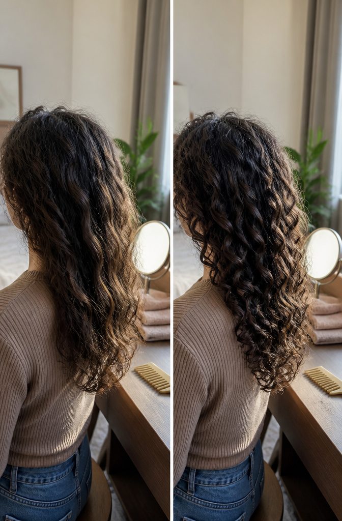 Curly hair showing full spirals alongside S-shaped waves