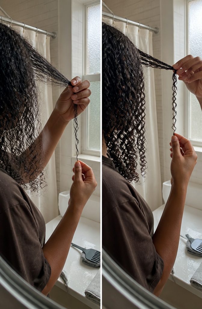 Textured hair close-up showing tight curls and coils