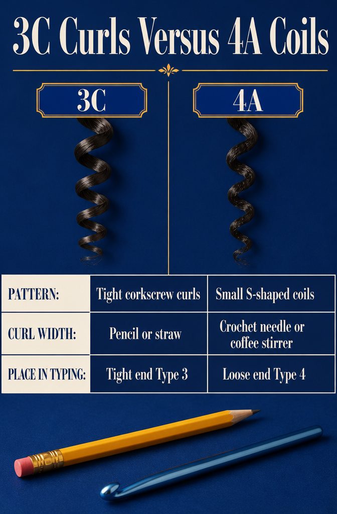 3C corkscrew curls and small S-shaped 4A coils in a comparison graphic