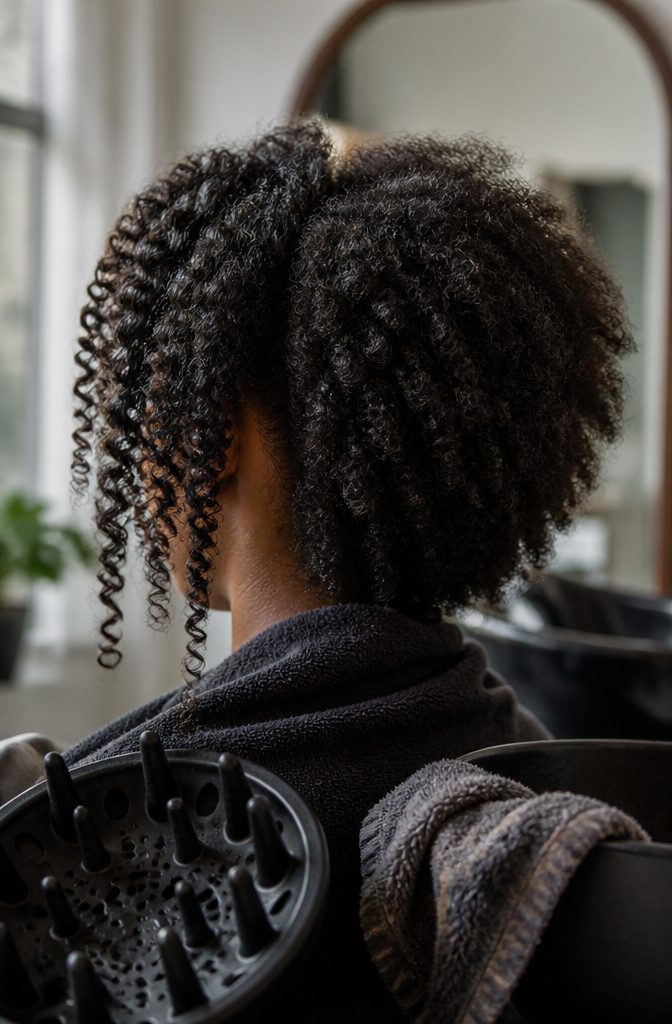 4B hair with angled zigzags beside compact 4C coils