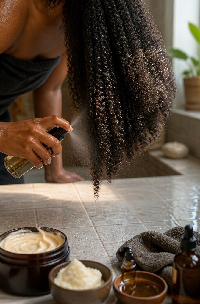 Natural 4B and 4C hair sections with tightly packed coils