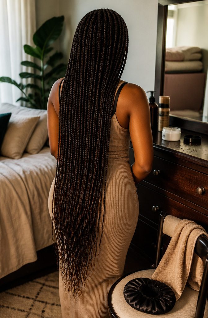 Long braids falling past the waist