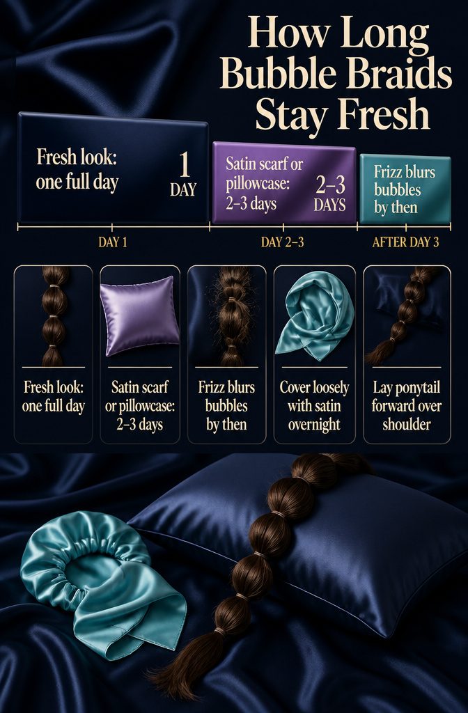 Bubble braid beside a satin scarf and bonnet