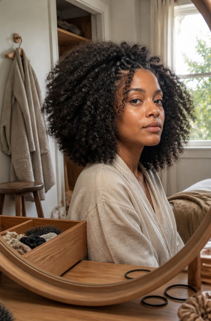 Long loose coils worn as a blowout with braids along the front hairline
