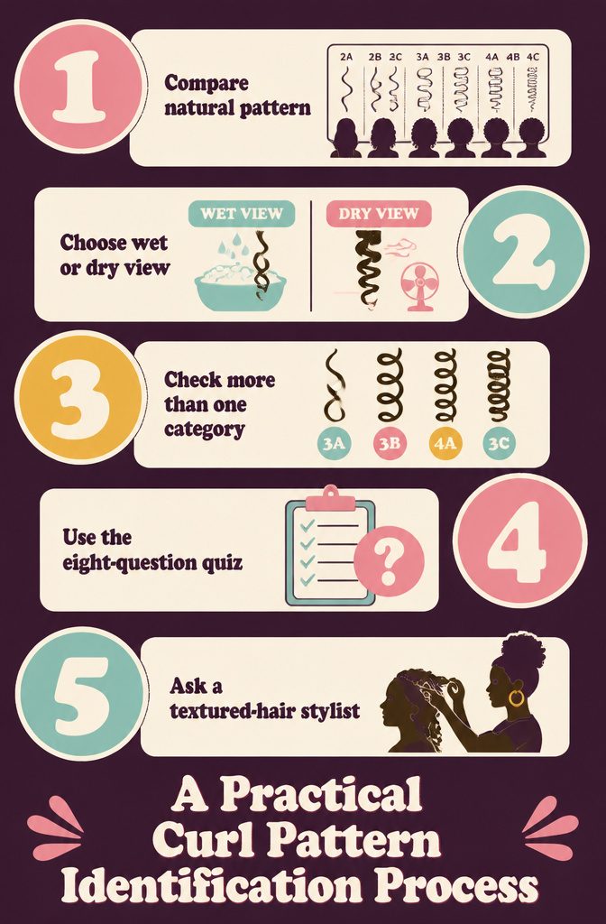 Curl pattern guide comparing wet hair with dry hair after air drying