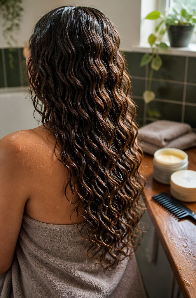 2C hair with root-to-end S-waves and a few loose ringlets