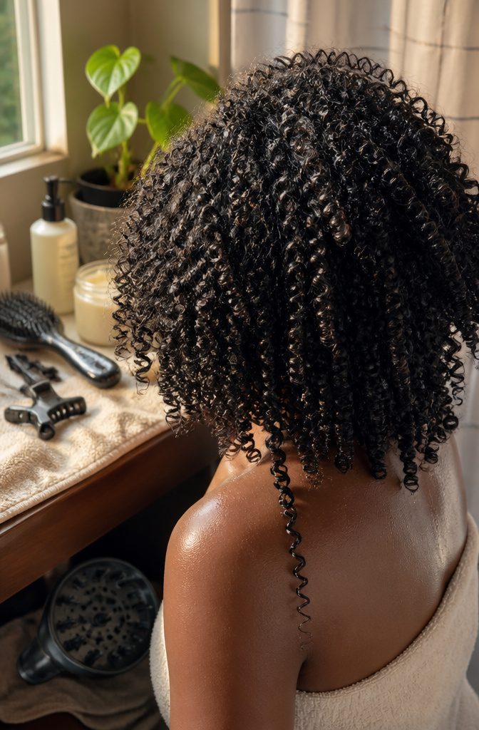 4A hair with dense crochet-needle-sized S-coils and visible definition