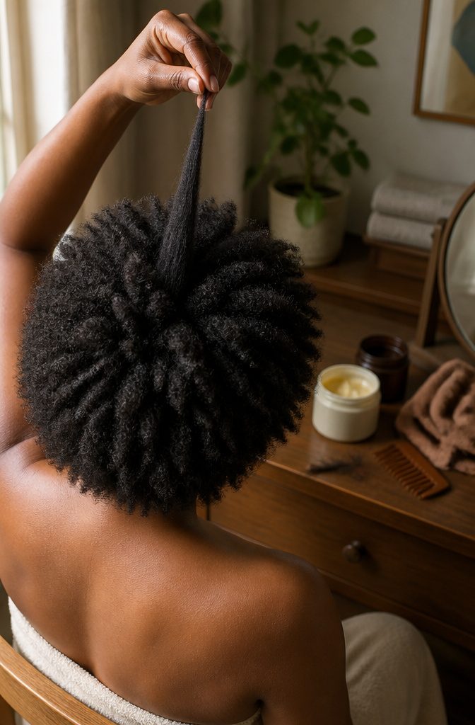 Hair with tightly packed coils and compact zigzag texture