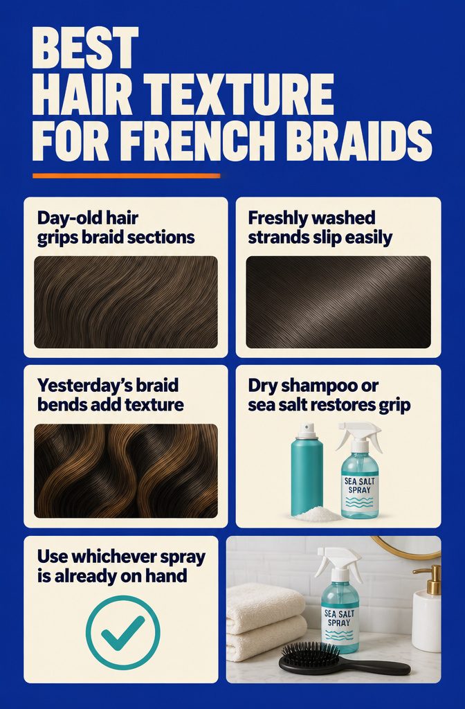 Hair texture shown for braiding with slight bends from previous curls or braids