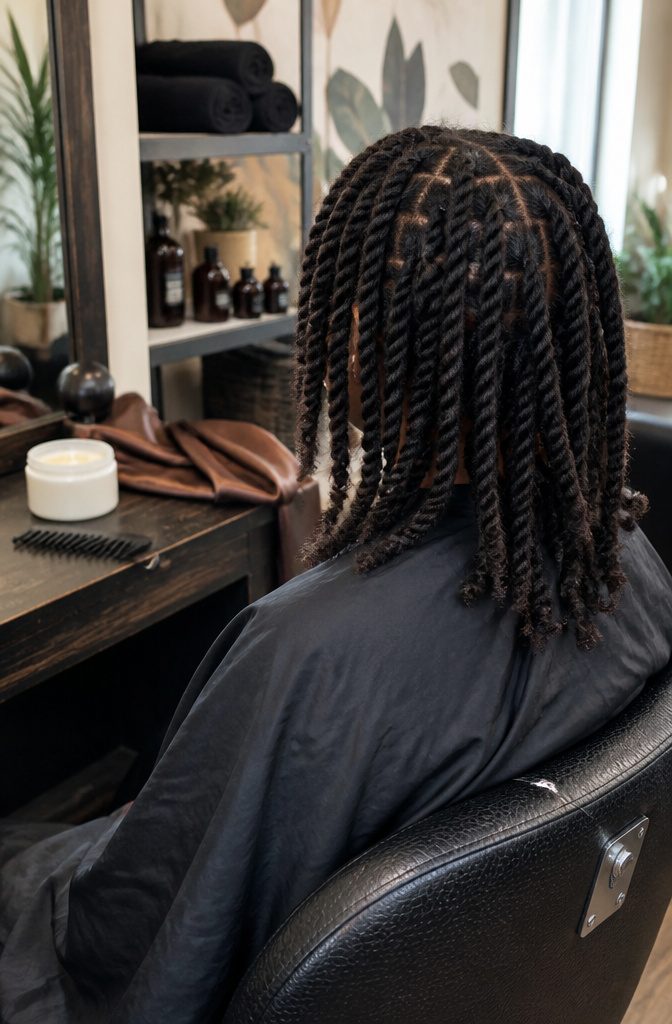 Natural two-strand twists with textured loosened ends