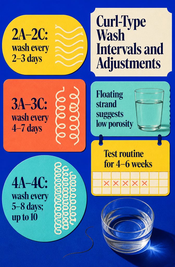 Curl type chart listing wash intervals and porosity adjustments