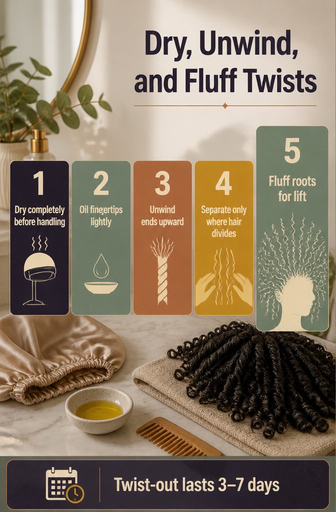 Dry Unwind and Fluff Twists information graphic