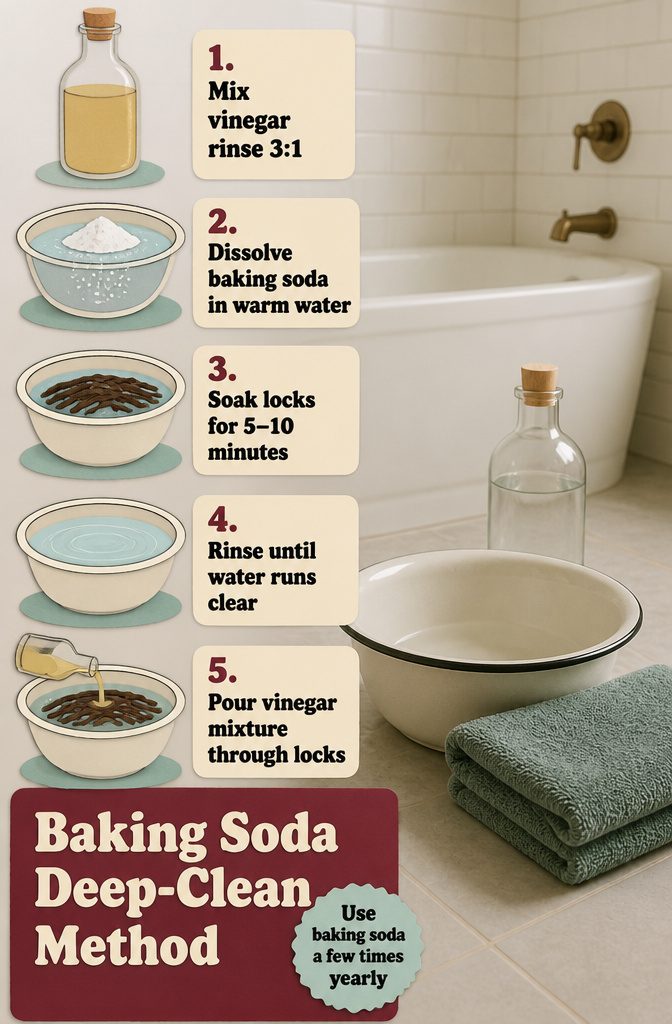 Baking soda deep-clean guide with soaking and rinse steps