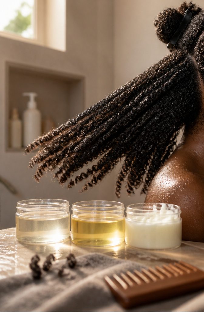 4C hair-care photograph illustrating product choices