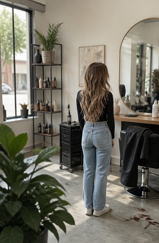 Long wavy hair with face framing layers