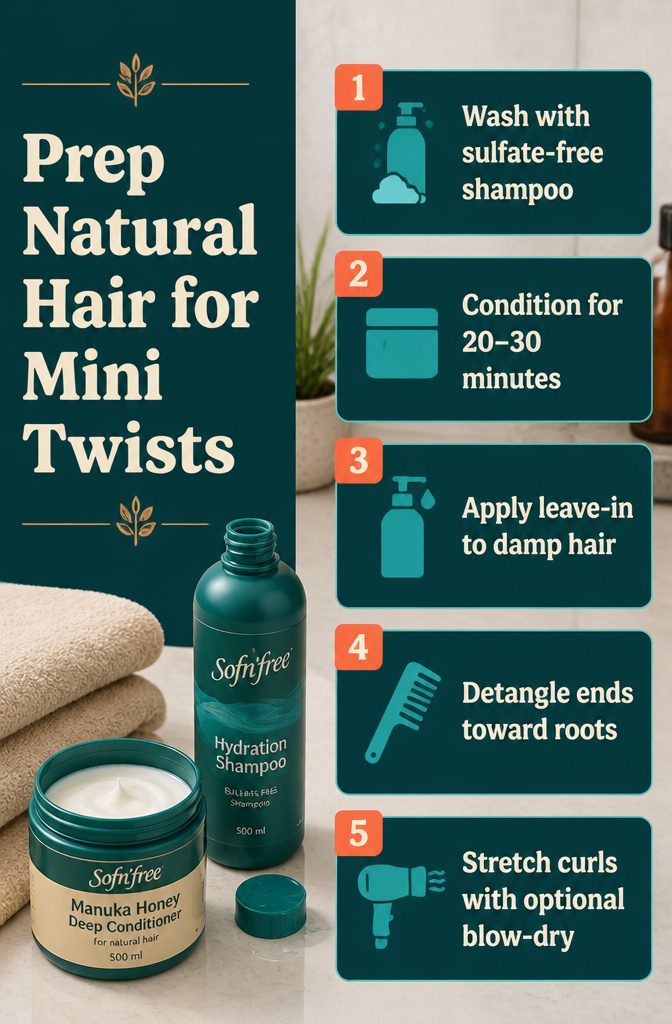 Natural hair care products arranged for cleansing and conditioning