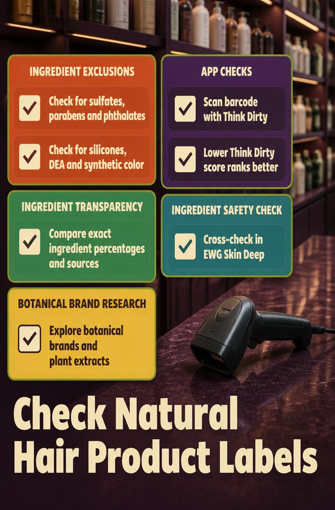 Hair product bottle with its ingredient label facing forward