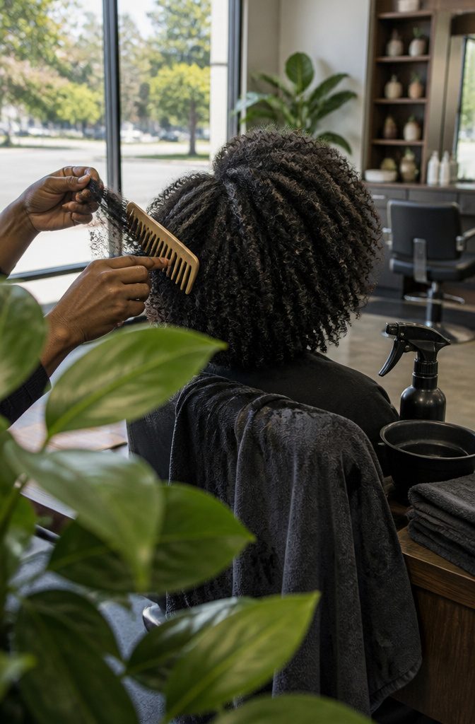 Salon setting for a natural hair stylist article