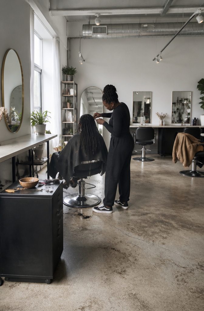 Salon setting for a natural hair stylist article