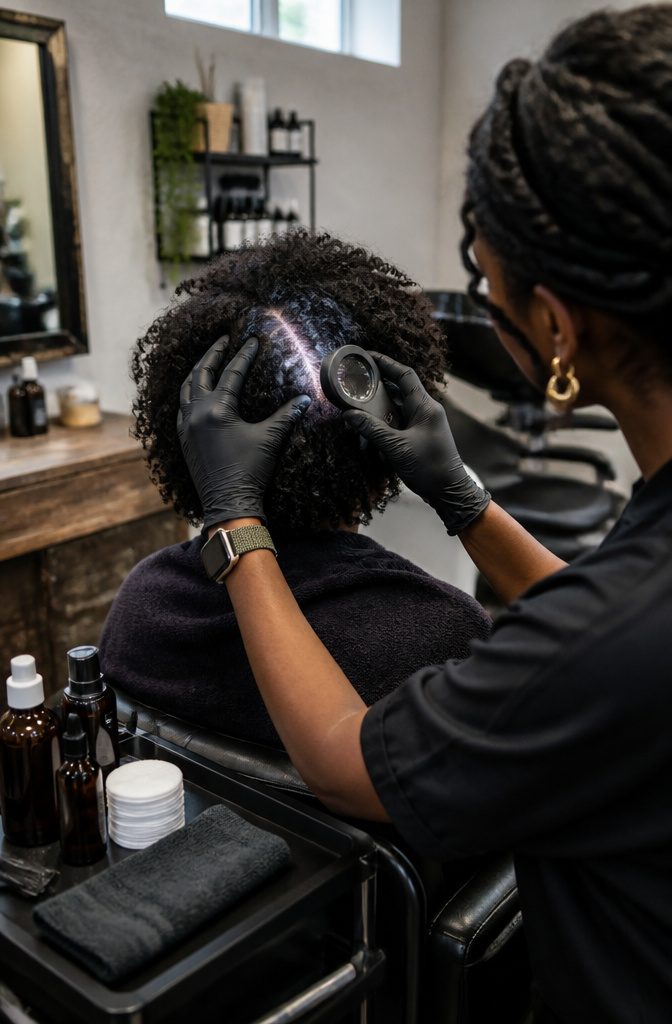 Salon setting for a natural hair stylist article