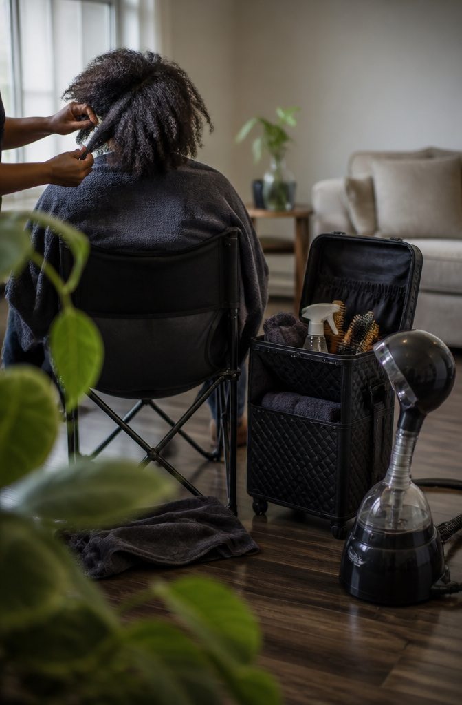 Salon setting for a natural hair stylist article