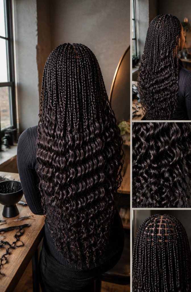 Pick-and-drop braids with loose textured ends