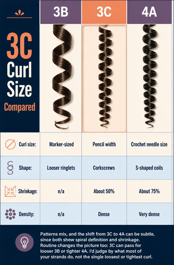 3B ringlets 3C corkscrews and 4A coils arranged by curl size
