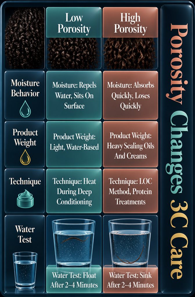 3C porosity chart comparing moisture behavior and product choices