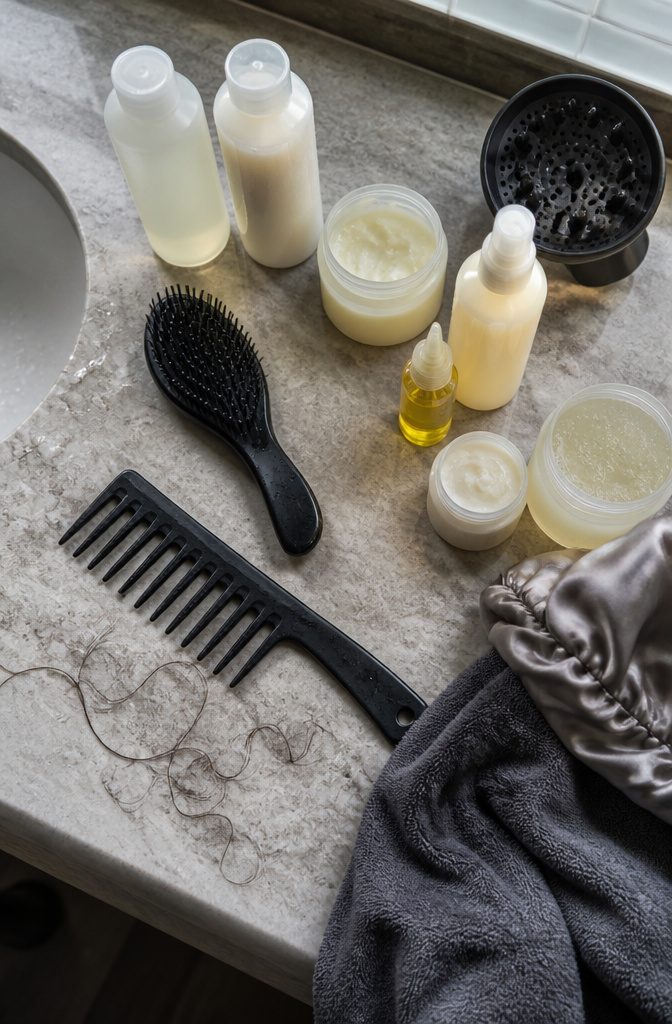 3C hair care products and tools for washing styling detangling and sleep