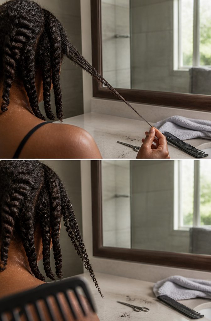 3C ringlets showing natural shrinkage and defined healthy ends