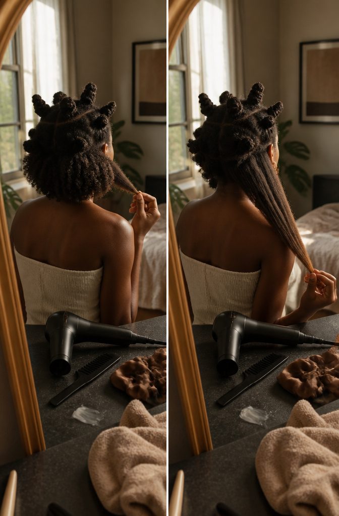 Type 4C hair showing dense coils and shortened visible length