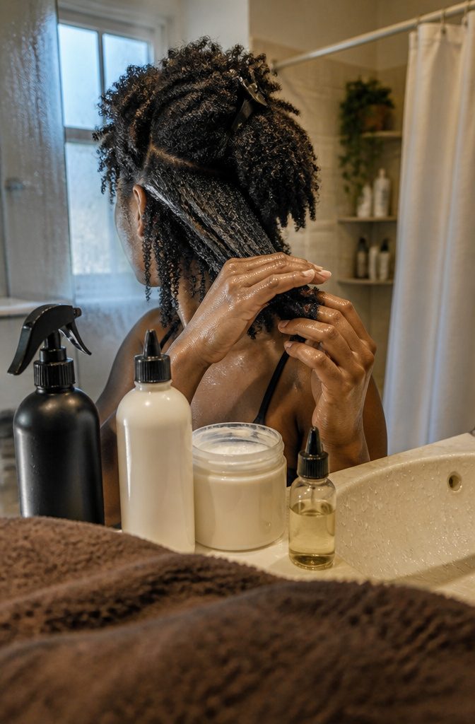 Moisturized Type 4C hair showing soft defined coils