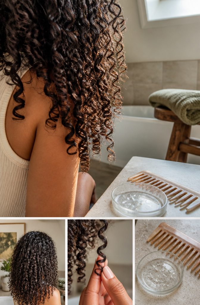 Curly hair showing defined ringlets and spirals
