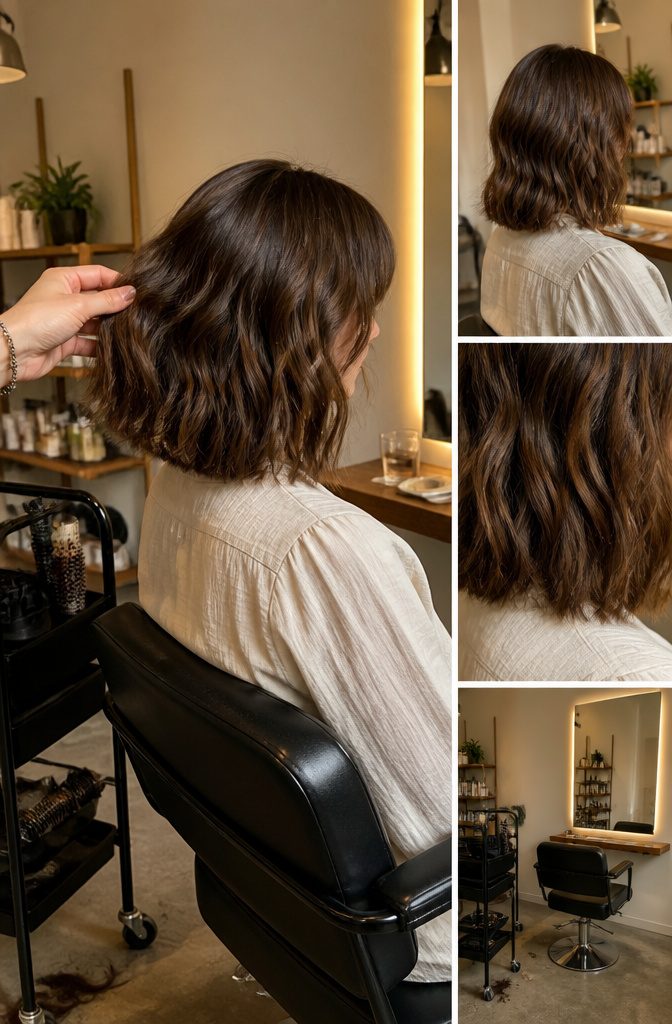 Fine 2A hair with long layers and loose waves framing the face