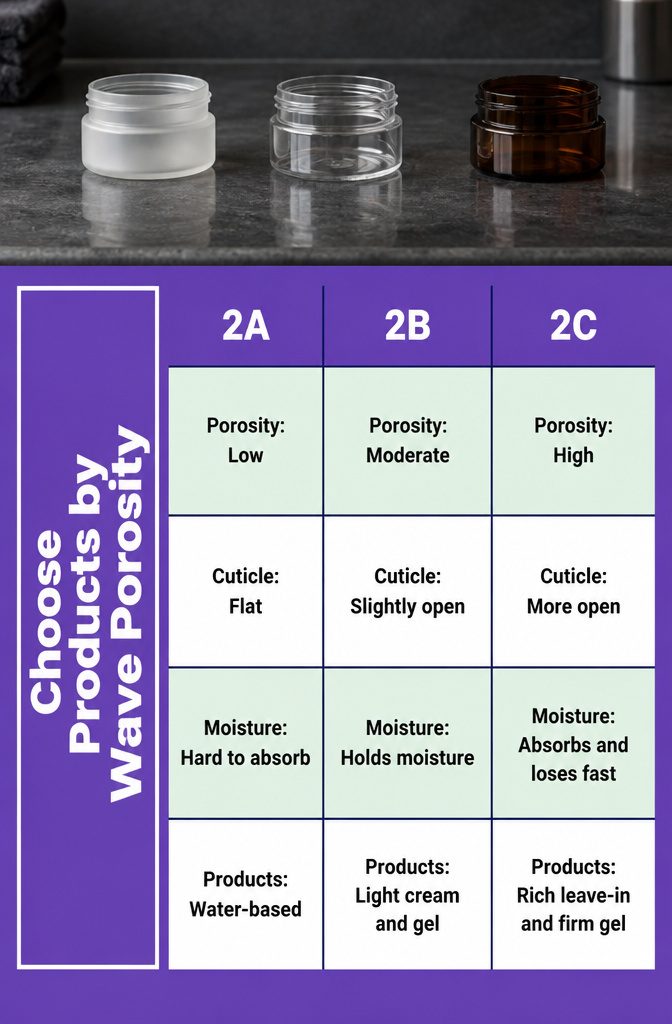 Wavy hair porosity chart showing low moderate and high porosity